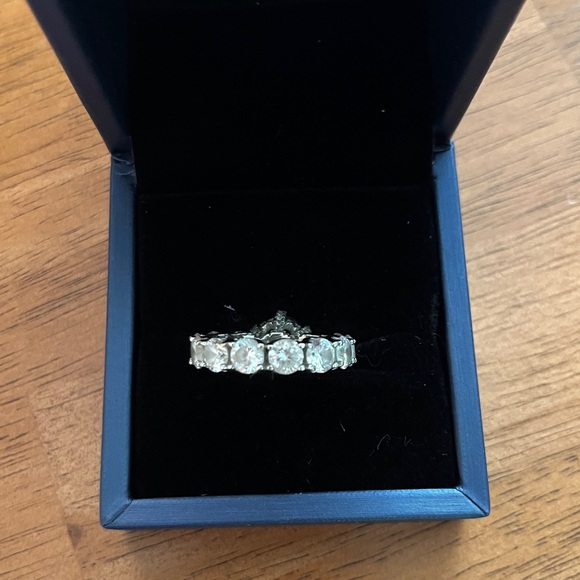 Italo Sterling Silver White Sapphire Eternity Ring - Picture 14 of 16